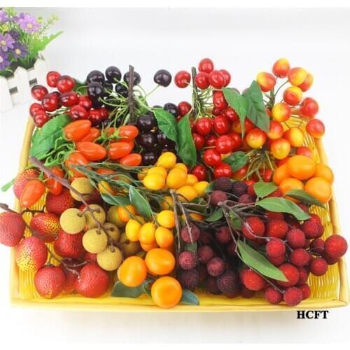Store shop decoration tangerine cherry waxberry tomatoes litchi Longan strawberry faux Artificial Simulation fake fruit bunches