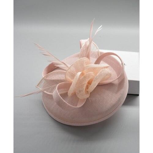 Women Chic Fascinator Hat Cocktail Wedding Party Church Headpiece Fashion Headwear Feather Hair Accessories Sinamay Fascinators