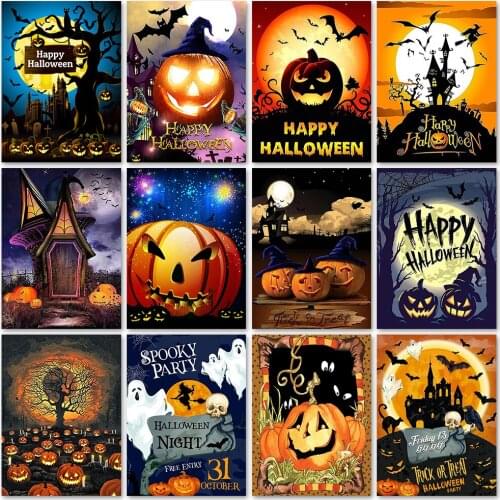 ZOOYA 5D Diamond Painting Halloween Full Square Drill Cartoon Embroidery Cross Stitch Kit Pumpkin Rhinestone Picture Home Decor