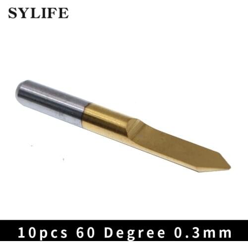 10pcs 0.3mm Blade Titanium Coated PCB Engraving CNC Bits 60 Degree 1/8" Shank