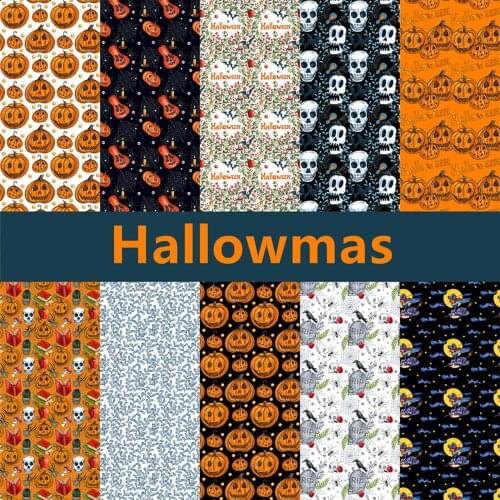 10 Pcs Halloween Fabric Bundles Halloween Sewing Quilting Pumpkin Cat Pattern Fabric For DIY Sewing Halloween Decor Effective