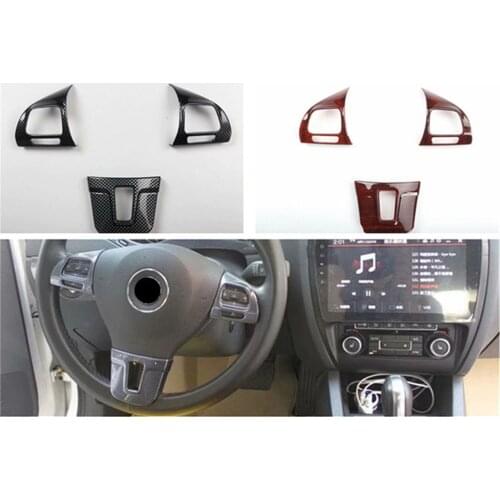3pcs/lot Car stickers ABS carbon fiber grain steering wheel decoration cover for Volkswagen vw 2012-2014 Jetta 6 MK6