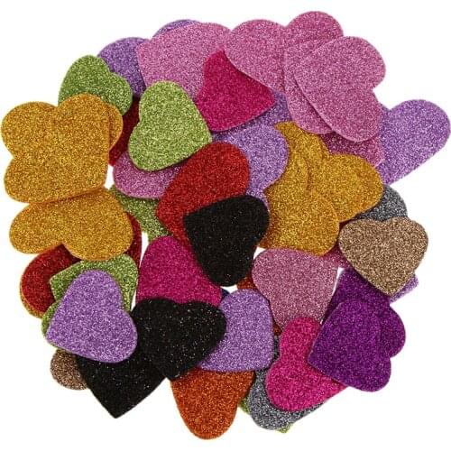 45x Glitter Foam Heart Sticker Kids Embellishment For Card Making Scrapbook