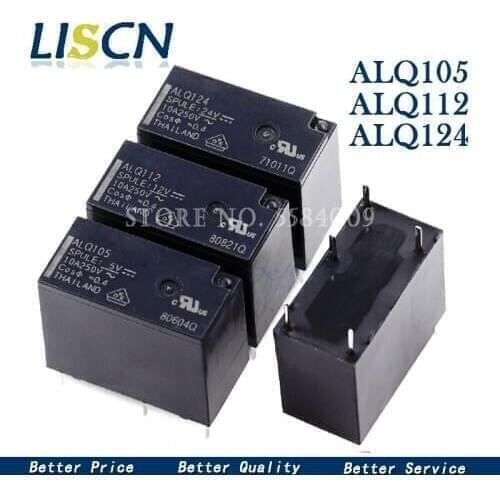 5PCS Relay ALQ105 ALQ112 ALQ124 JQ1P-5V-F JQ1P-12V-F JQ1P-24V-F 10A 5PIN Relay