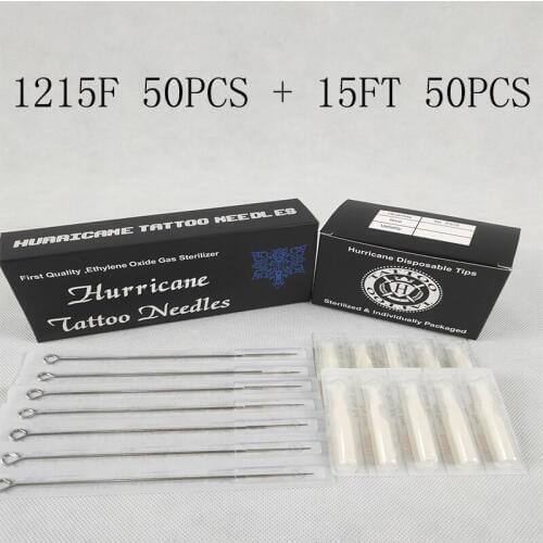 Tattoo Needles Tip (15F+15FT) 50pcs Disposable Tattoo Needles and 50pcs Matched Tips tattoo needle with tips tattoo kit