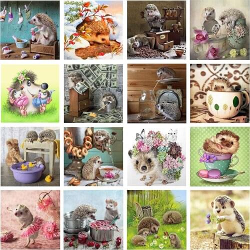 5d Diamond Embroidery Round Drill Lovely Hedgehog Cross Stitch Needlework Diamond Painting Cross Stitch Rhinestone Home Decor Y1