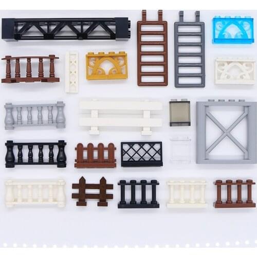 City Fence Accessories Building Blocks Park House Parts Stairs Ladder Castle Garden MOC Bricks Toy for Kid Compatible All Brands