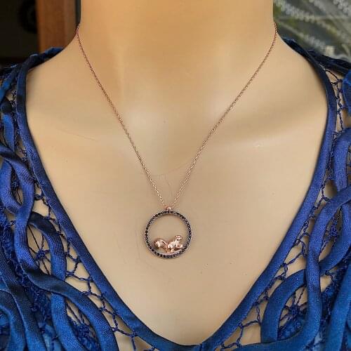 Squirrel 925 Sterling Silver Necklace Women Girls Gift Jewelry Accessories Fashion Handmade Elegant Chain