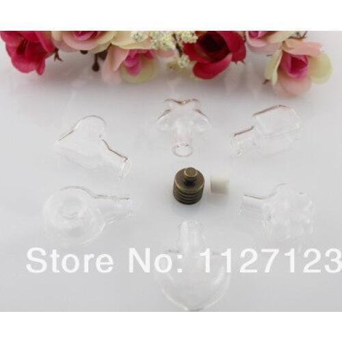 Free ship!!!20sets mixed shape Wishing Bottle pendant/glass vial pendant +bronze cap