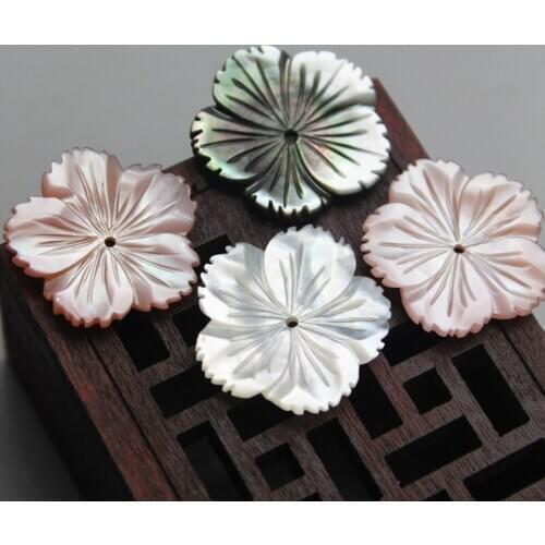 5pcs / bag natural pearl shell 20mm carved barbed bowl flower jewelry making DIY brooch hair clip earring jewelry accessory