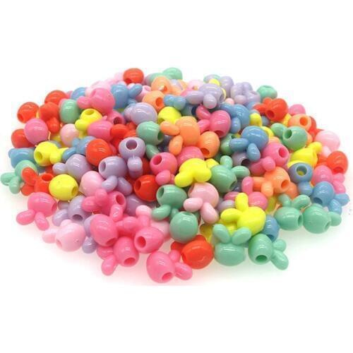100pcs/lot 11mm Big Hole Rabbit Head Shape Acrylic Beads Scrapbook Sewing Buttons DIY Material Findings BD0008