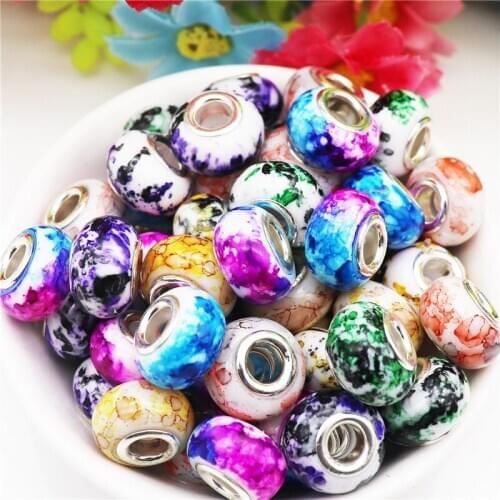 10 Pcs Lot Wholesale Colorful Flower Beads Pandora Charms Fit Bracelet for Women Girls DIY Snake Chain Cord Jewelry Making Kit
