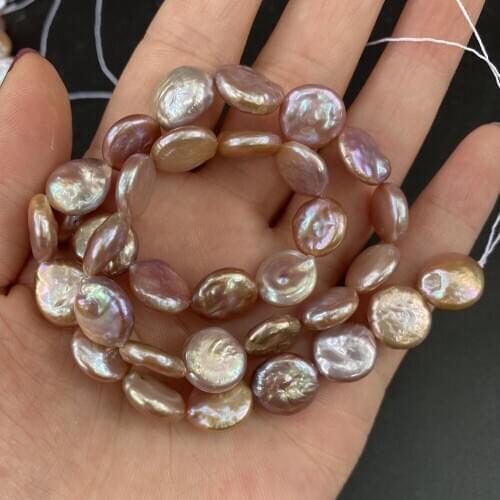 Natural Freshwater Pearl Bead Button Shape Loose Beads for Women Charms Jewelry Making DIY Necklace Bracelet 11-12mm 14inch