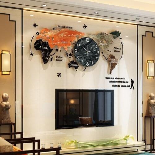 Original World Map Watch Large Decorative Clocks Quartz Silent Living Room Home Decor Wall Horloge Hot Sale Free Shipping