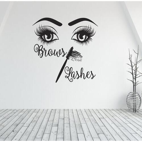 Beauty Salon Decor Wall Decal Brow Eyelashes Bar Make Up Studio Window Wall Stickers Vinyl Brow and Lashes Studio Decor X367