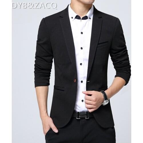 DYB&ZACQ Spring Autumn Luxury Men Blazer 2021 Casual Business Cotton Slim Fit Suit jacket Male Plus Size M-5XL Blazer Masculino
