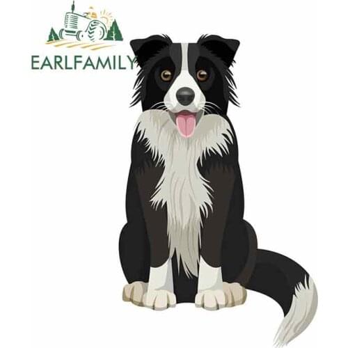 EARLFAMILY 13cm x 8.2cm Cute Border Collie Vinyl Stickers Pet Dog Puppy Laptop Cartoon Car Sticker Graphic