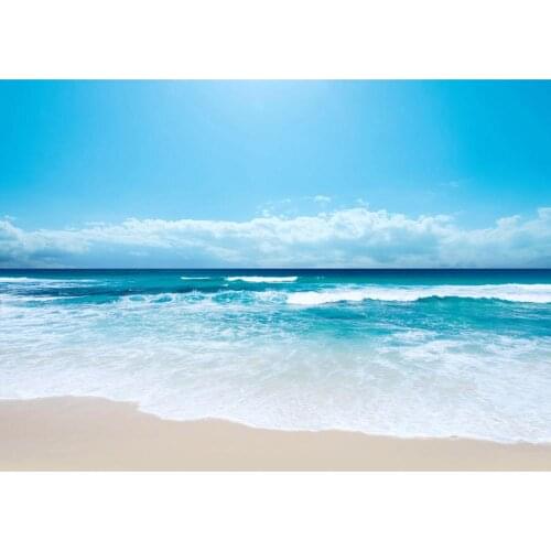 Blue Sky Beach Wave Scenic Photography Backdrops Computer Printed Photo Backgrounds for Weddin Children Baby Shower Photobooth