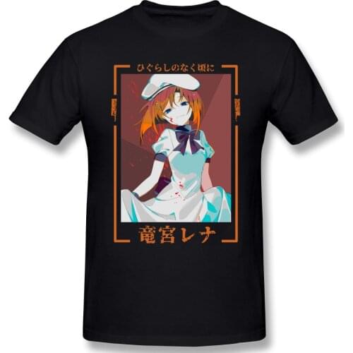 Rena Waifu Higurashi When They Cry Anime Higurashi No Naku Koro Ni T Shirt Oversized Cotton Crewneck Short Sleeve T Shirt Homme