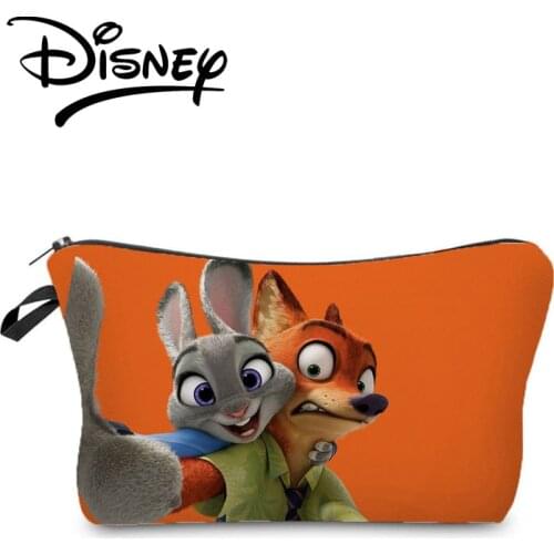 Disney Zootropolis Cosmetic Bags Cartoon Animal Storage Bag Fox and Rabbit Makeup Bag Orange Child Pencil Case Small Gift Bag