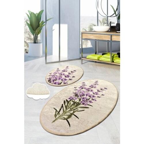 LAVENDER Digital 2 SET Toilet Seat Pad Bath Mat SET Mat