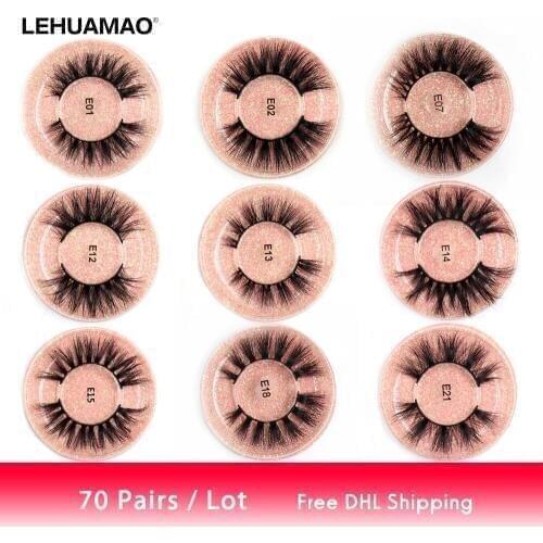 LEHUAMAO False Eyelashes 70Pairs 3D Mink Eyelash Natural Thick Lashes Fluffy Dramatic Lash volume Eye Makeup Transparent Box