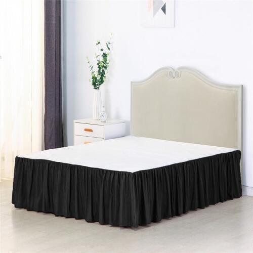 Lychee 1PC Solid Color Bed Skirt with Surface Queen King Easy On/Easy Off Bed Skirt 35cm Height for Home Hotel Use