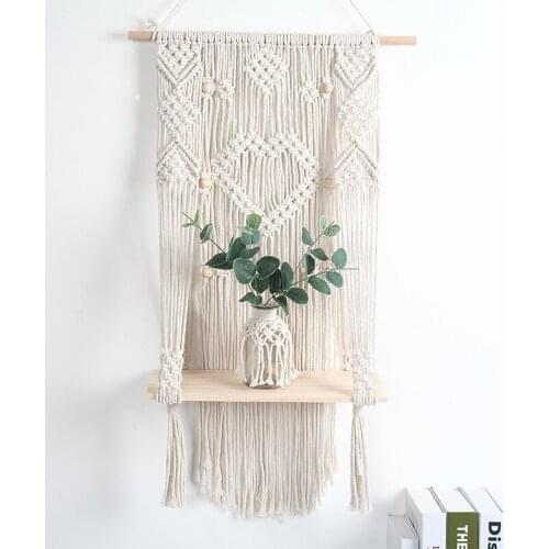 Macrame Wall Hanging Shelf Wall Decor Hand Woven Plant Flower Hanger Pot Hanging Holder