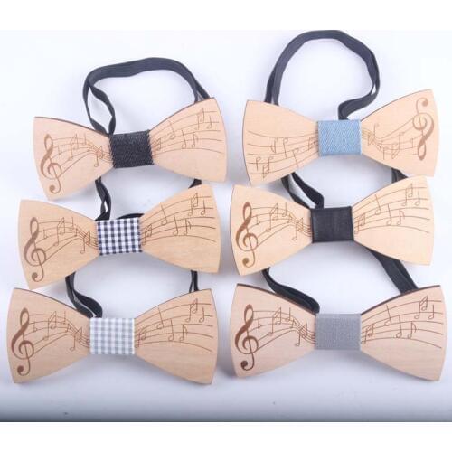 Fashion Wooden Bowtie Gentleman Bow Ties Handmade Note Pattern Tie Party Bow Ties Butterfly Wooden Unique Tie for Man