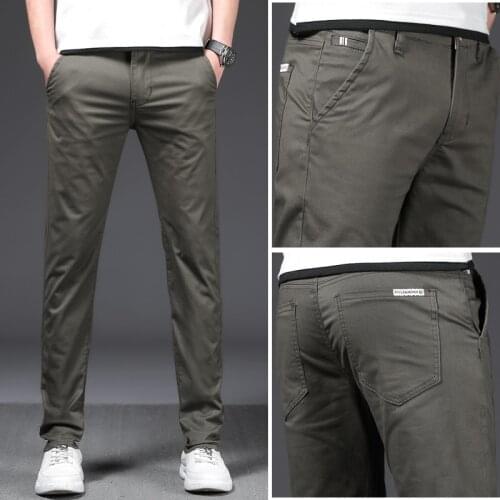 2021 Spring New Men Casual Pants Business Fashion Classic Style Black Gray Straight Trousers Large Size Male Brand Clothes