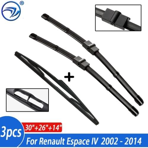 Wiper Front Rear Wiper Blades Set For Renault Espace IV 2002-2014 Windshield Windscreen Front Rear Window 30"+26"+14"