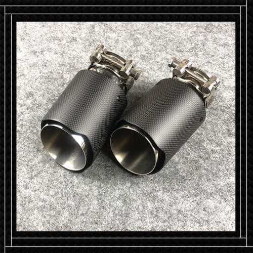 Matte Black High quality Carbon fiber Exhaust pipe Tip Universal Stainless steel Trim Car Exhaust pipes