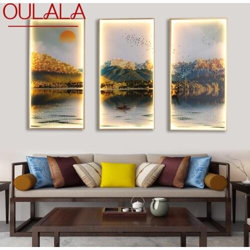 OULALA Wall Sconces Lights Contemporary Three Pieces Suit Lamps Landscape Painting LED Creative For Home