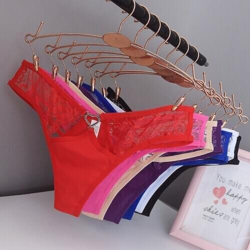 New Sexy Underwear Women Luxury Peach Heart Thong Cotton Ladies Underwear Lace Sexy Thong Underwear