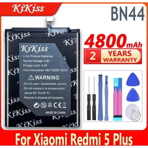 KiKiss BN44 For Xiaomi Redmi 5 Plus 5Plus Cell Phone Rechargeable Li-ion Polymer Battery BN44 4800mAh