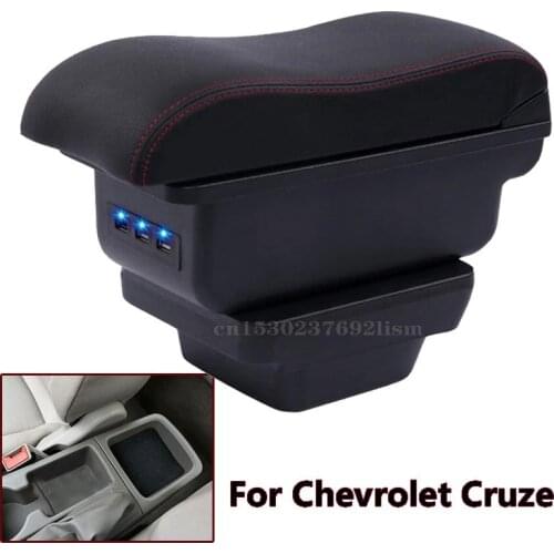 Armrest For Chevrolet Cruze 2015-2017 Double layer heighten central Store content Storage box with Ashtray USB Charging Cup hold