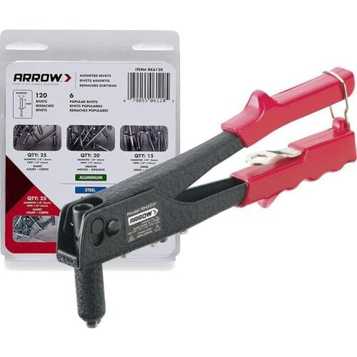 Arrow RH200S 2.5-5mm Professional Rivet Gun + 120 Pcs Rivet