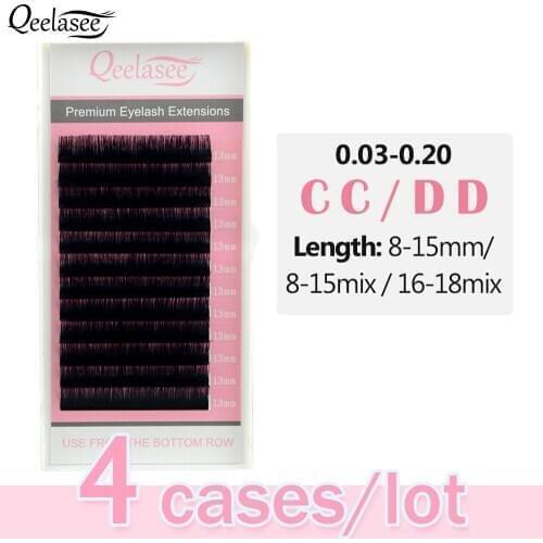 Qeelasee 4 trays CC / DD curl faux mink individual eyelashes maquiagem cilios makeup soft mink lashes for eyelash extension