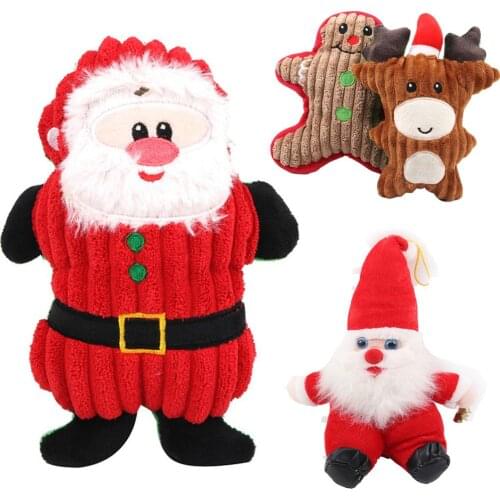 Christmas Pet Plush Squeaky Dog Toys Santa Claus Molar Teeth Cleaning Training Puppy Bite Resistant Sounding Cute Chewing Toy