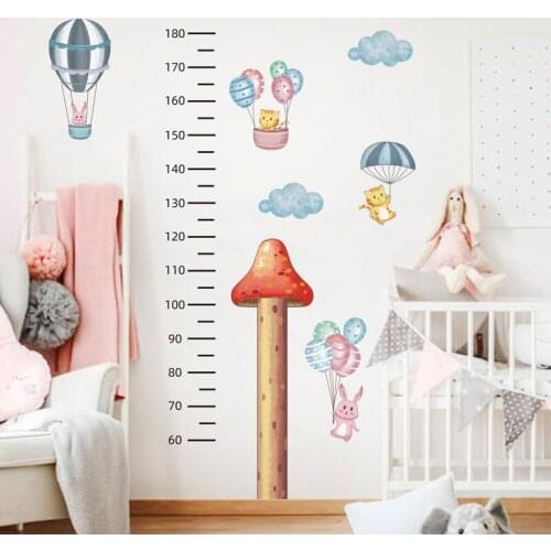 [SHIJUEHEZI] Cartoon Balloons Animals Wall Stickers DIY Height Measure Wall Decals for Kids Room Baby Bedroom Home Decoration