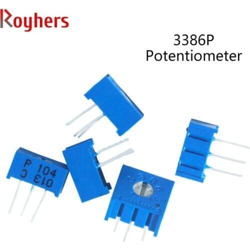 10Pcs 3386P Trimpot Trimmer Potentiometer 100R 500R 1K 2K 5K 10K 20K 100K 500K Ohm 3386P-1-104LF 203LF 501LF 103LF 102LF 3386