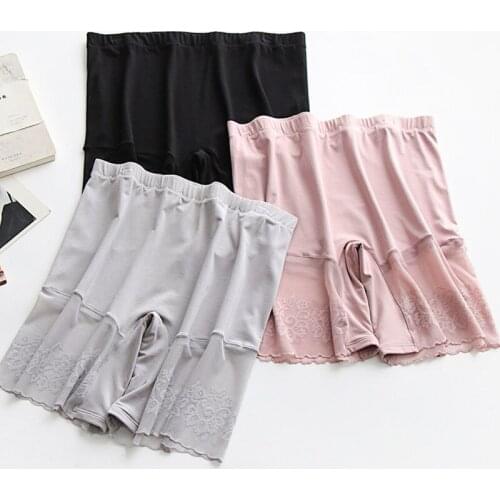 Women Safety Short Pants High Waist Panties Plus Size Boxer Safety Briefs Shorts Seamless Underwear Lace Soft Boyshorts Panties