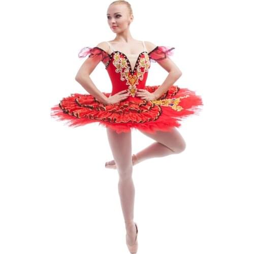 Amazing Red Nutcracker Classical Pancake Ballet Tutu,Women/Girls Ballerina Stage Performance/Competition Spanish Dance Costume