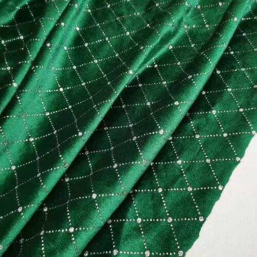 Gorgeous Velvet Fabric Luxury Soft Stretchy Silky Bronzing Bling Check Home Textile