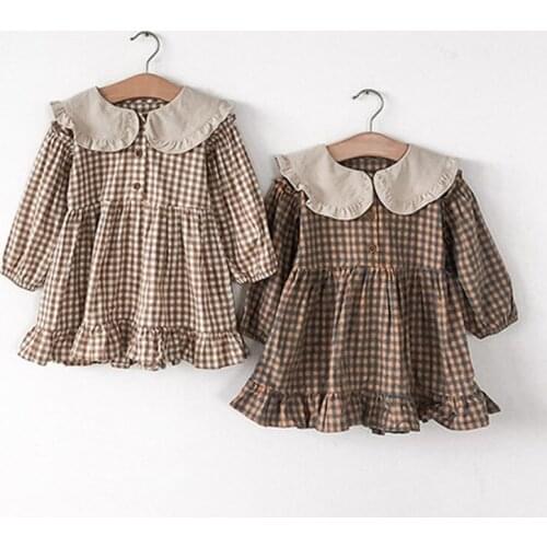 Spring Children Girl Dress Ruched Baby Girl Loose Dress Long Sleeve Cotton Girl Dress Autumn Kids Clothes DQ783