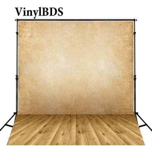 VinylBDS Newborn Baby Backgrounds Fotografia Solid Yellow Wall Backdrop Dark Wood Texture Floor Backgrounds For Photo Studio