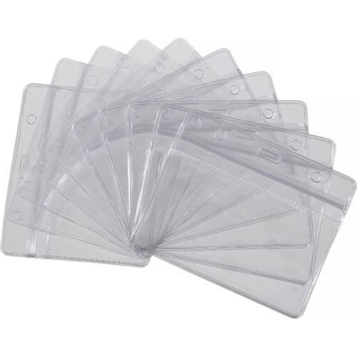 10pcs Waterproof ID Card Badge Holder Transparent PVC Work Permit Holder Bank Credit Card Protection Case For School Supplies