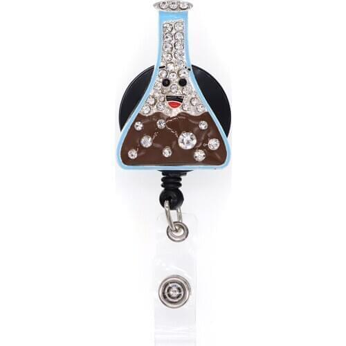 10pcs/lot Free Shipping Brown Enamel Flask Badge Reel Enamel Chemical Styles Beaker Badge Holder