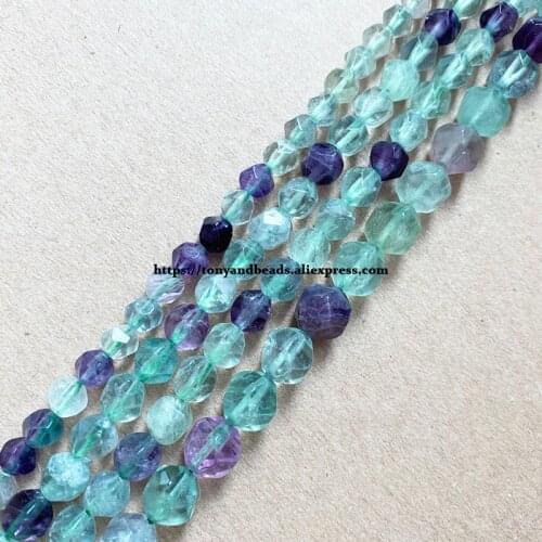 15" Natural Stone Big Cuts Faceted Green Fluorite Round Loose Beads 6 8 10 mm Pick Size