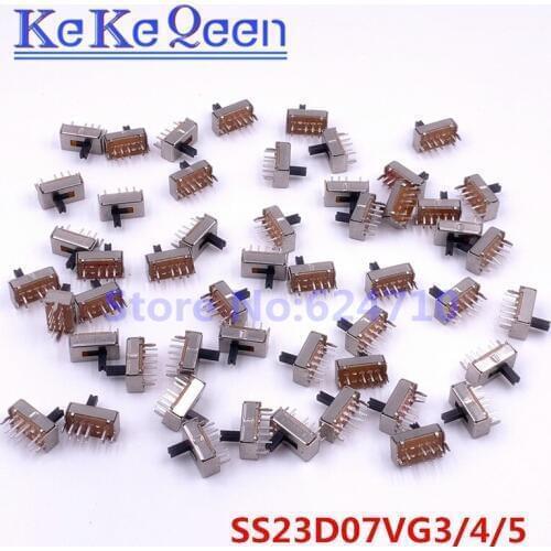 200PCS SS23D07 SS23D07VG3 SS23D07VG4 SS23D07VG5 8 PIN 3 Position 2P3T Toggle Switch Double Vertical Sliding Handle High 3 4 5 mm
